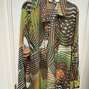 Erin brand Plus Size 2X Green Multi Color